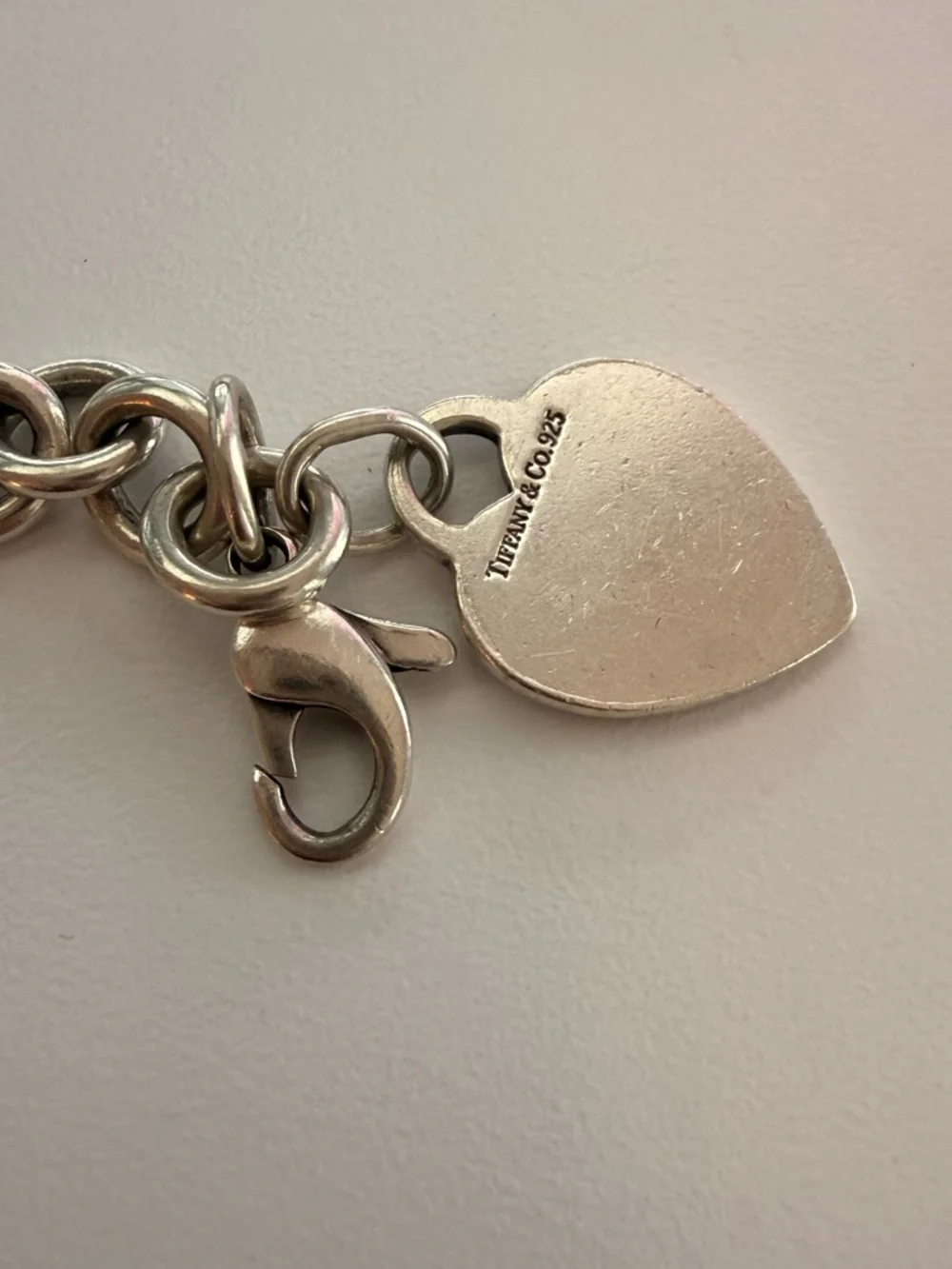 Vintage Tiffany & Co. Sterling Silver Heart Charm Toggle Bracelet with Pouch - Picture 5 of 6
